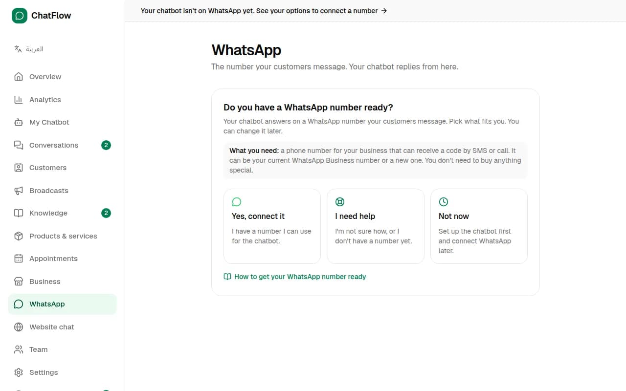 Screenshot: Open the WhatsApp page